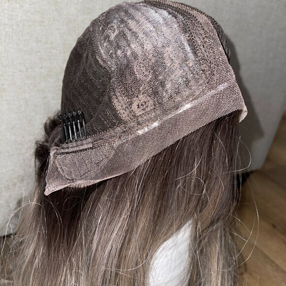 Long Ash Blonde Lace Front Wig | 22” Loose Waves | Cool Tone Rooted NWT #J - Picture 7 of 15